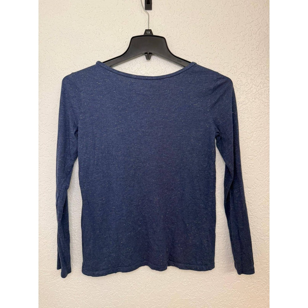 Loft‎ Outlet Womens Small Blue Space Dye Scoop Neck Long Sleeve T-Shirt Tee - Picture 2 of 4